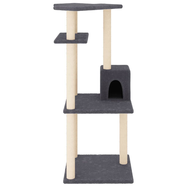 Árvore p/ gatos c/ postes arranhadores sisal 123cm cinza-escuro