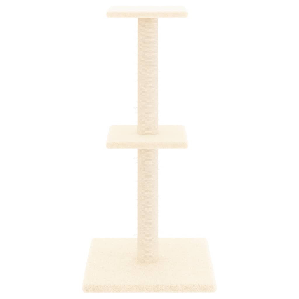 Árvore para gatos c/ postes arranhadores sisal 73 cm cor creme