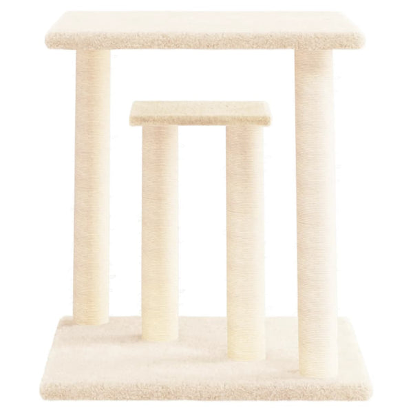 Postes arranhadores para gatos com plataformas 50 cm cor creme