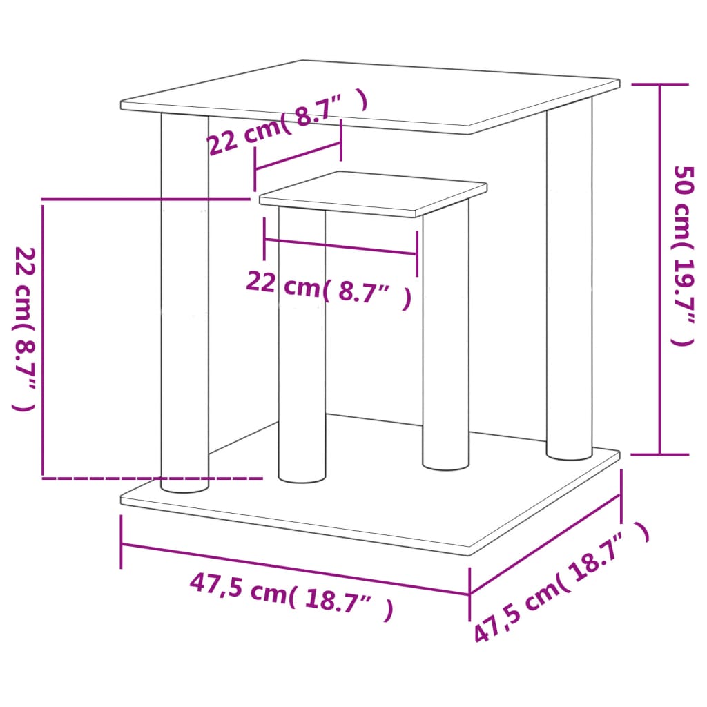 Postes arranhadores para gatos com plataformas 50 cm cor creme