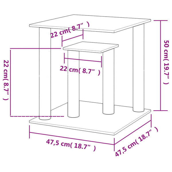 Postes arranhadores para gatos com plataformas 50 cm cor creme