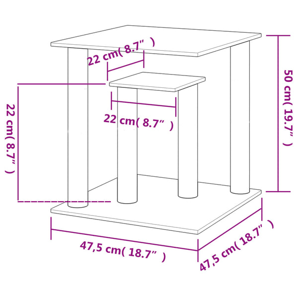 Postes arranhadores para gatos com plataformas 50cm cinza-claro