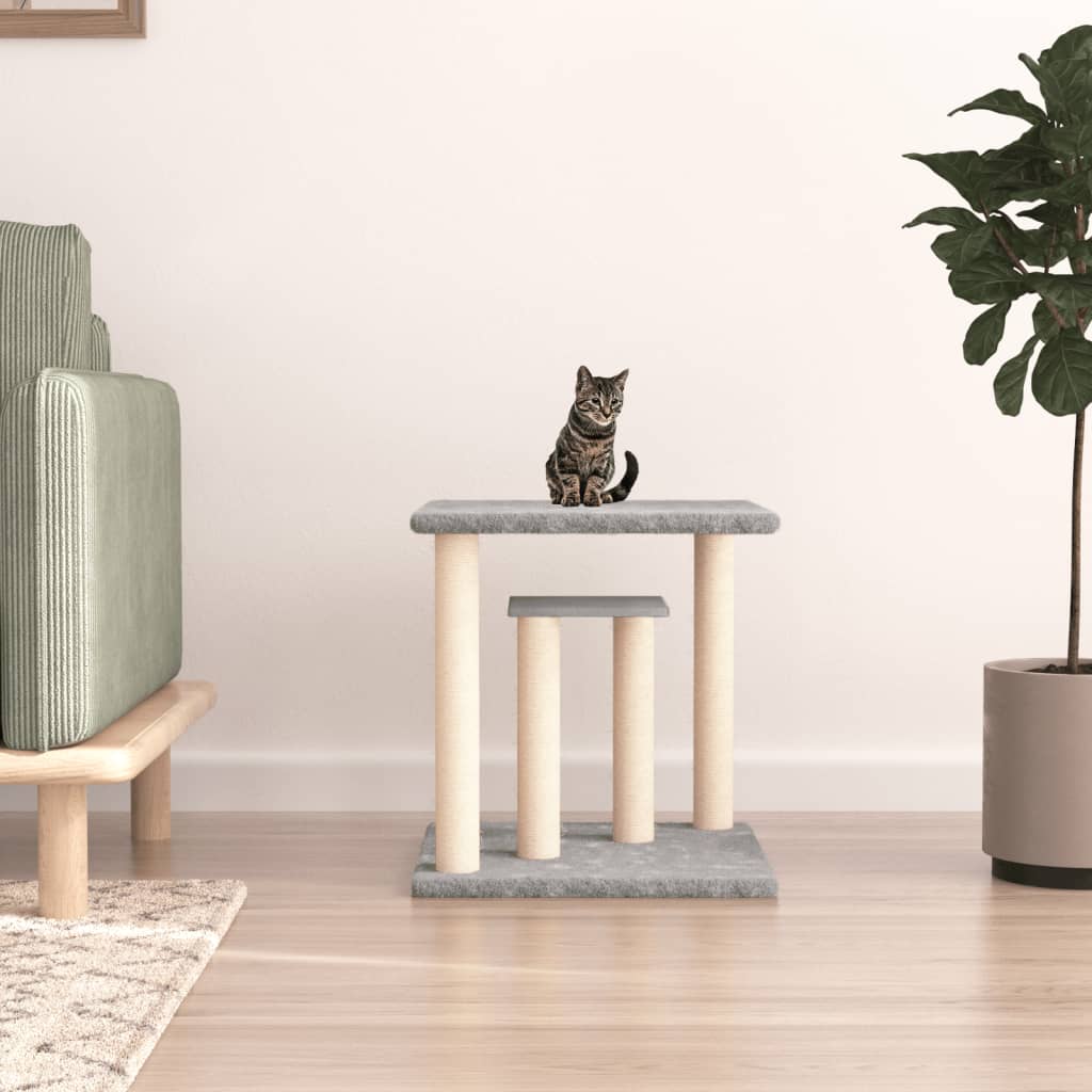 Postes arranhadores para gatos com plataformas 50cm cinza-claro