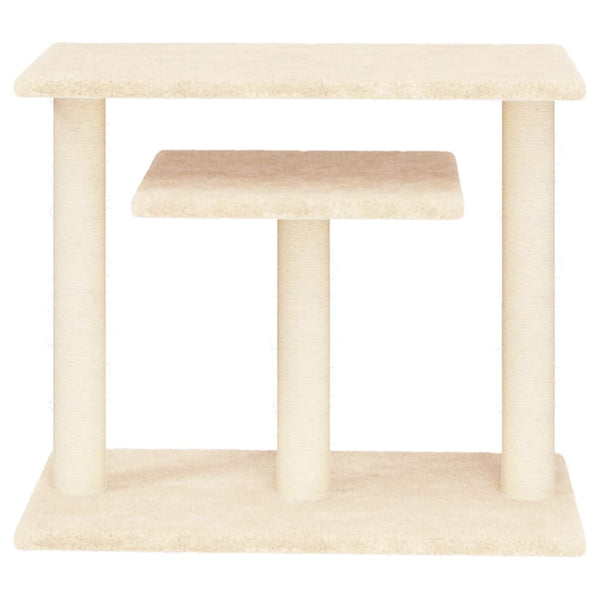 Postes arranhadores para gatos com plataformas 62,5cm cor creme