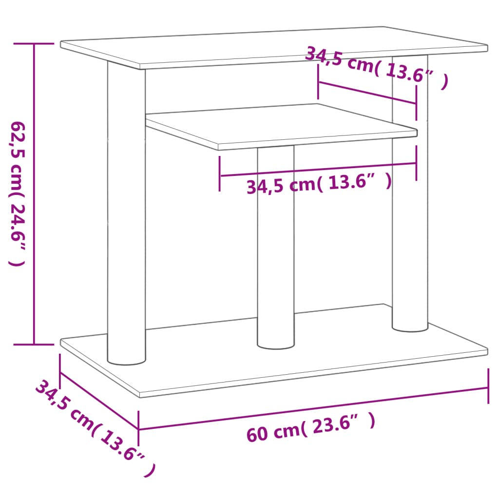 Postes arranhadores para gatos com plataformas 62,5cm cor creme