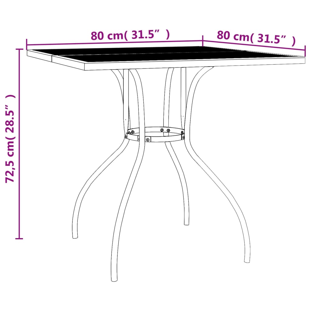 Mesa de jardim 80x80x72,5 cm malha de aço antracite