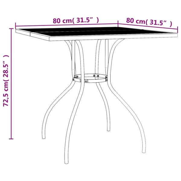 Mesa de jardim 80x80x72,5 cm malha de aço antracite