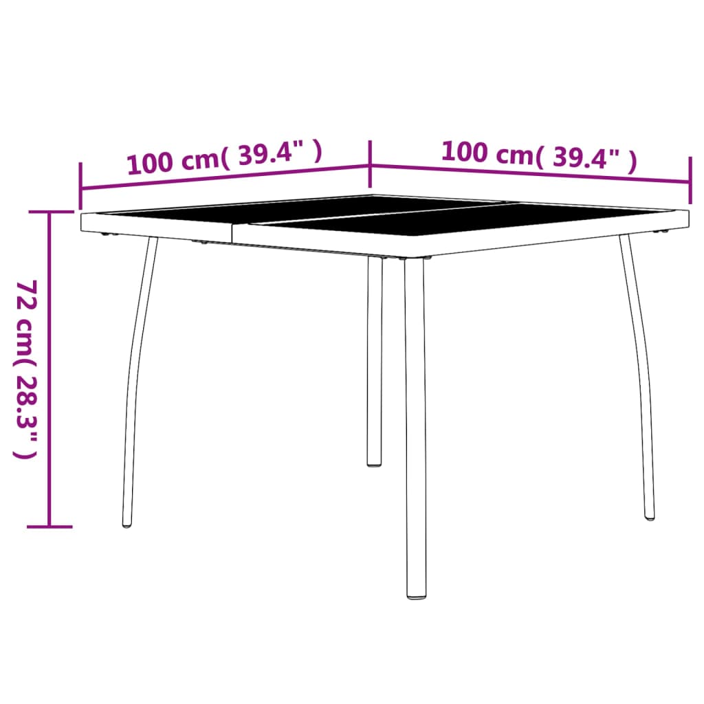 Mesa de jardim 100x100x72 cm malha de aço antracite