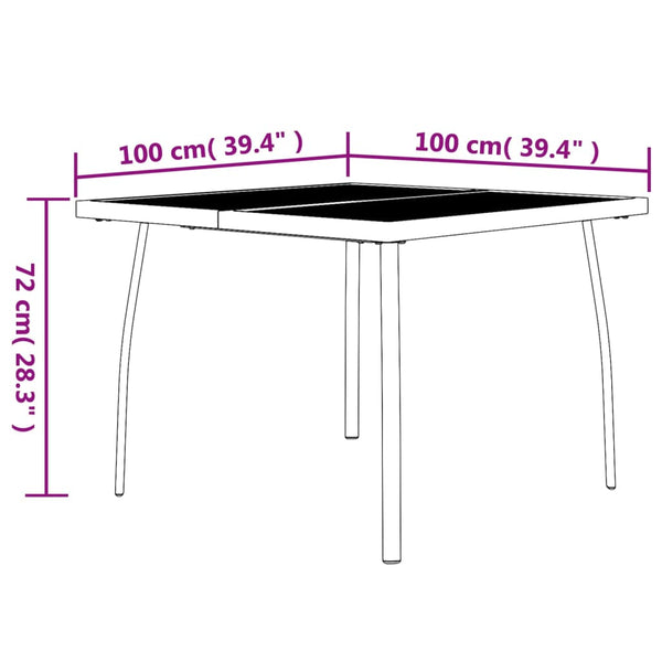 Mesa de jardim 100x100x72 cm malha de aço antracite