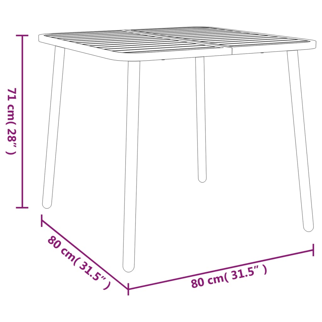 Mesa de jardim 80x80x71 cm aço antracite