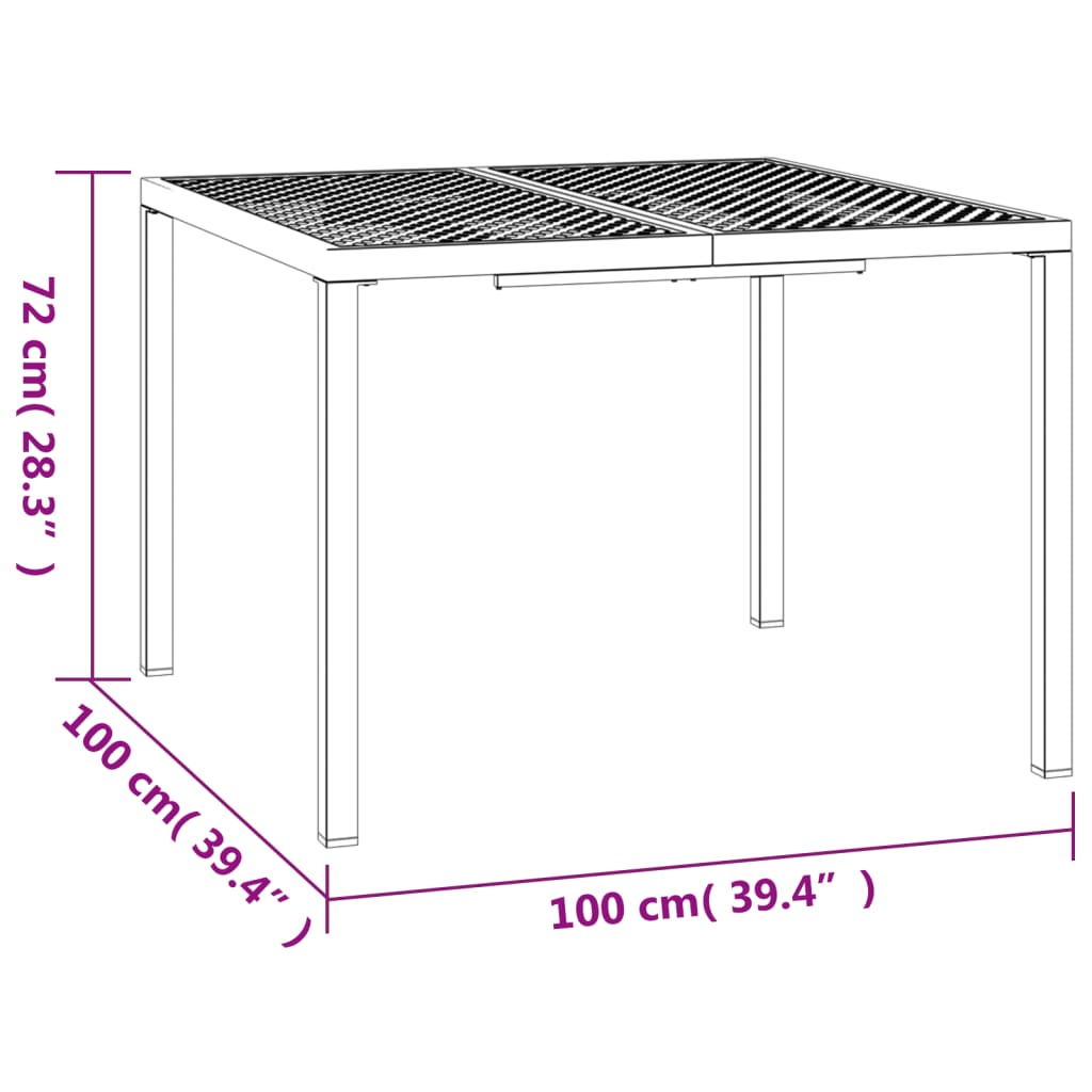 Mesa de jardim 100x100x72 cm aço antracite