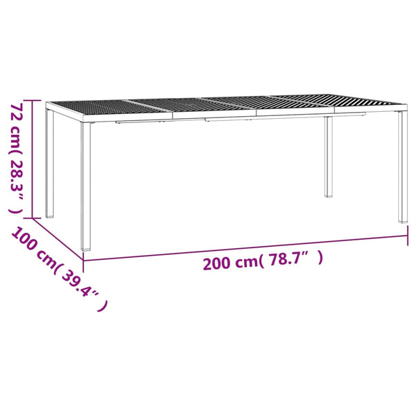 Mesa de jardim 200x100x72 cm aço antracite