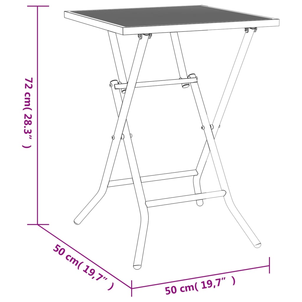 Mesa de jardim dobrável 50x50x72 cm malha de aço antracite