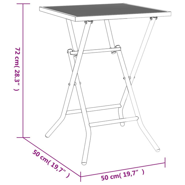 Mesa de jardim dobrável 50x50x72 cm malha de aço antracite