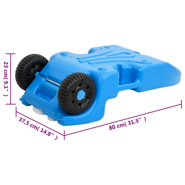 Tanque de água com rodas para campismo 25 L azul