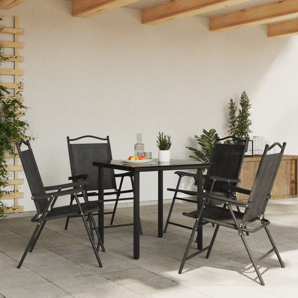 Cadeiras de jardim dobráveis 4 pcs aço/textilene cinza mesclado