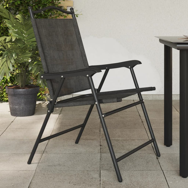 Cadeiras de jardim dobráveis 4 pcs aço/textilene cinza mesclado
