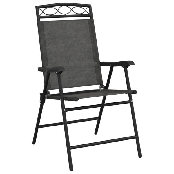 Cadeiras de jardim dobráveis 8 pcs aço/textilene cinza mesclado