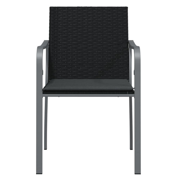 Cadeiras jardim c/ almofadões 2 pcs 56x59x84 cm vime PE preto