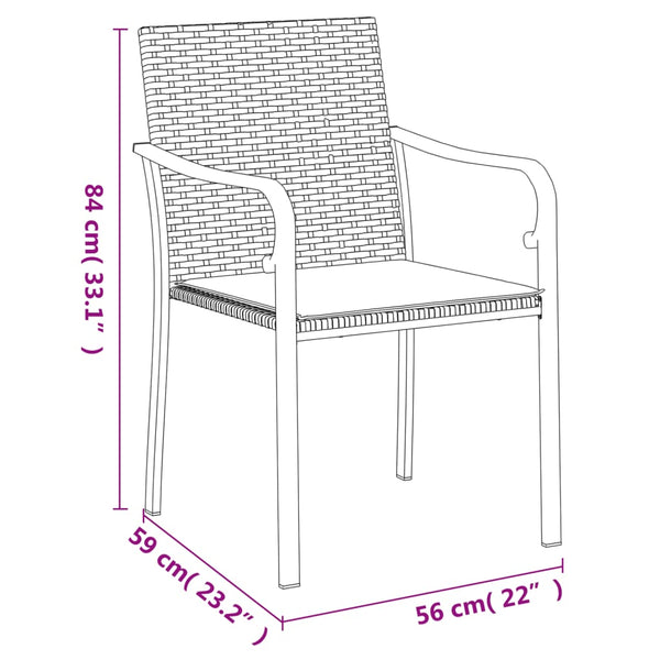 Cadeiras jardim c/ almofadões 2 pcs 56x59x84 cm vime PE preto
