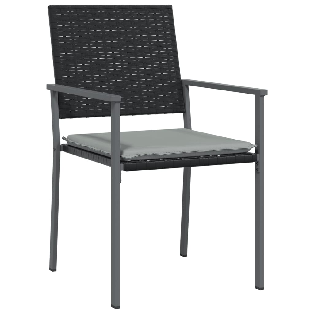 Cadeiras jardim c/ almofadões 2 pcs 54x62,5x89 cm vime PE preto