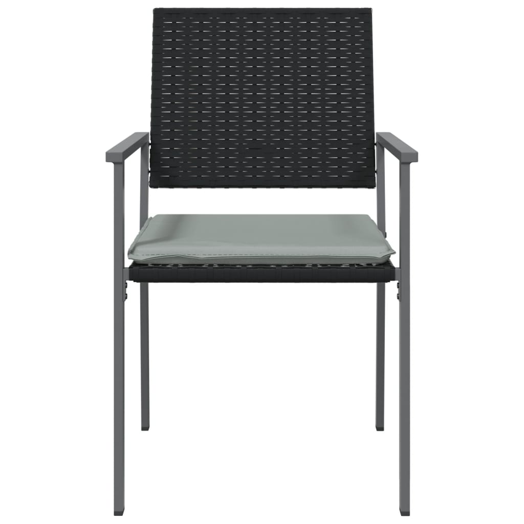 Cadeiras jardim c/ almofadões 2 pcs 54x62,5x89 cm vime PE preto