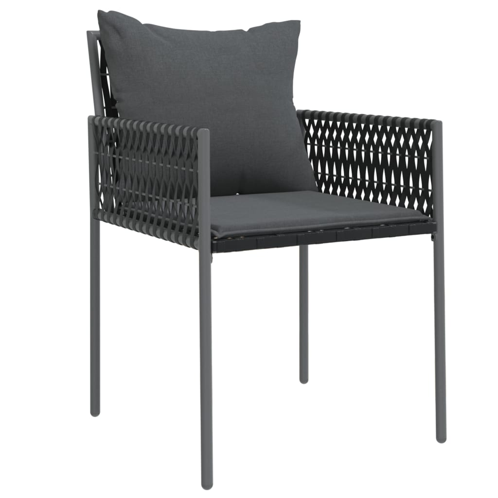 Cadeiras jardim c/ almofadões 2 pcs 54x61x83 cm vime PE preto