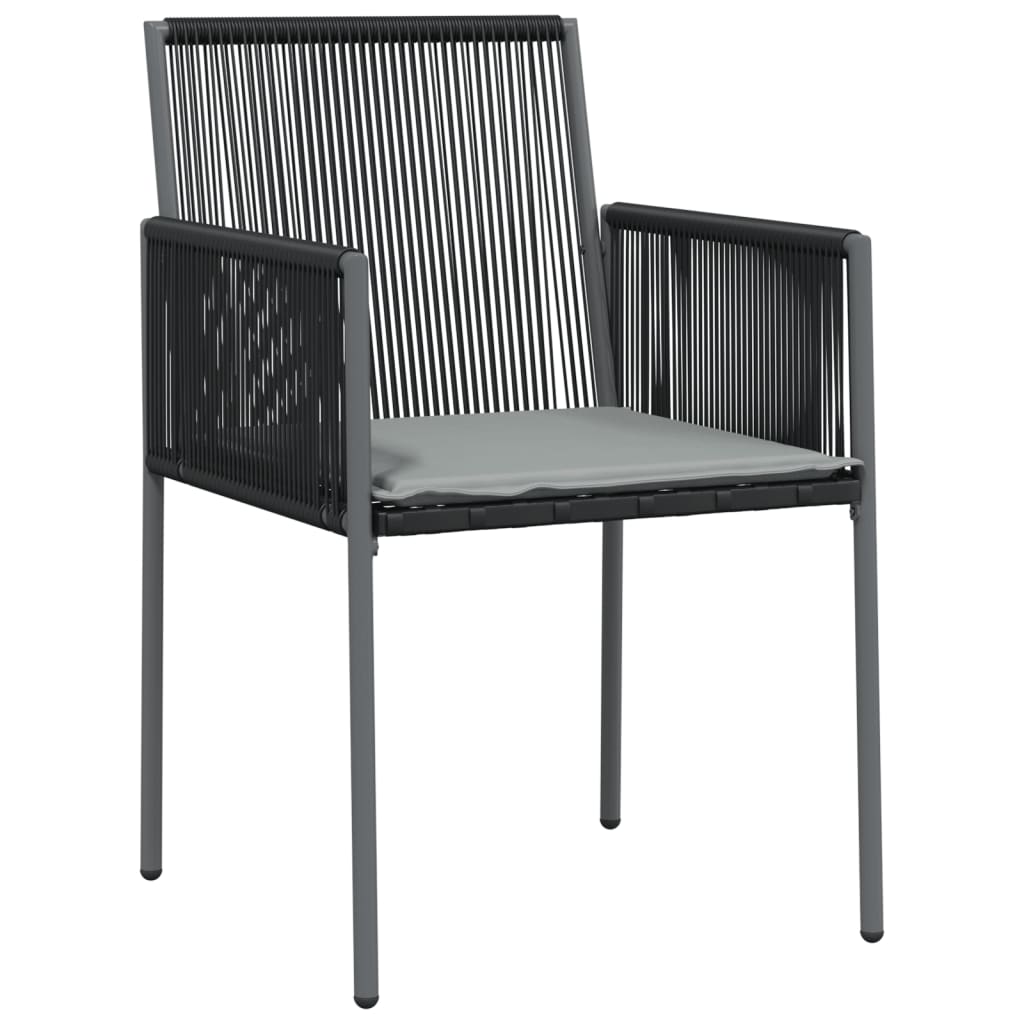 Cadeiras jardim c/ almofadões 2pcs 54x60,5x83,5cm vime PE preto