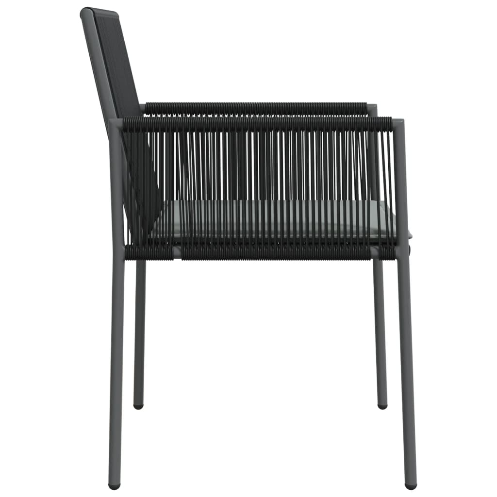 Cadeiras jardim c/ almofadões 2pcs 54x60,5x83,5cm vime PE preto