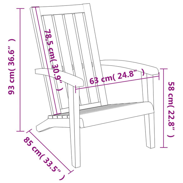 Cadeiras de jardim Adirondack 2pcs polipropileno castanho-claro