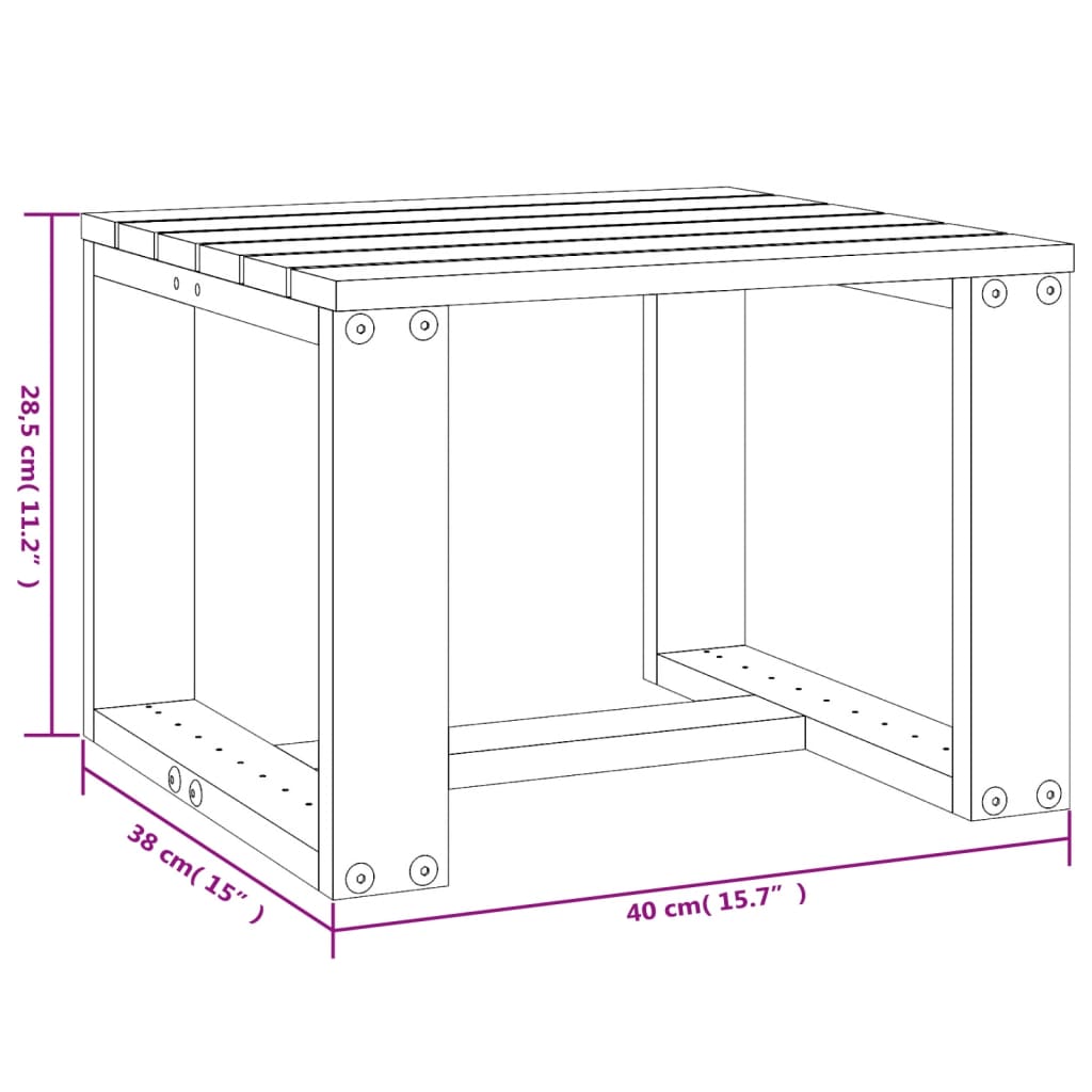 Mesa auxiliar de jardín 40x38x28,5 cm madera maciza de pino