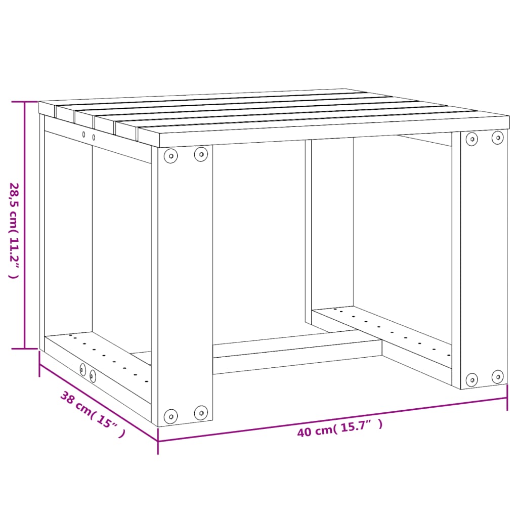 Garden side table 40x38x28.5 cm white solid pine