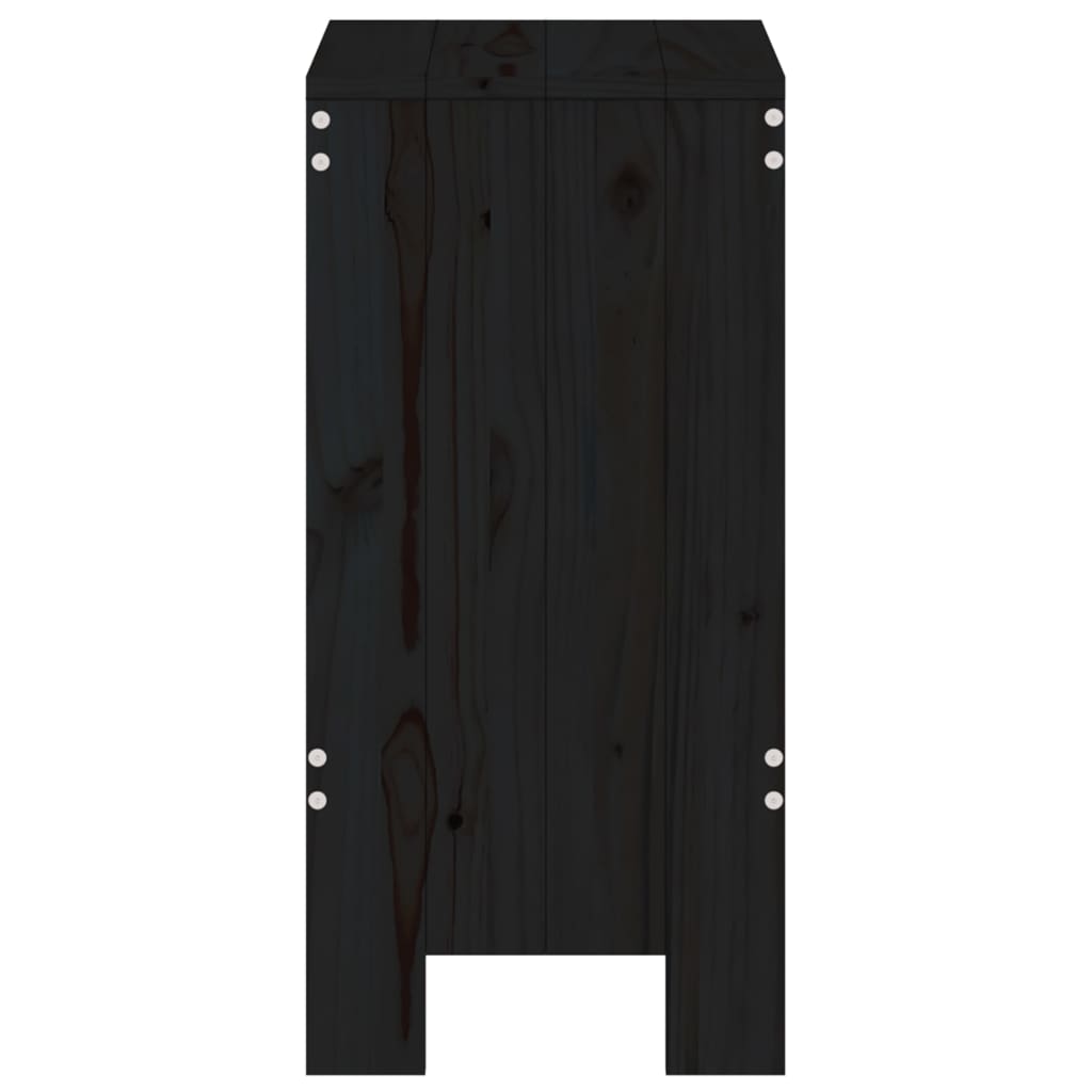 Bancos de bar 2 pcs 40x36x75 cm madeira de pinho maciça preto