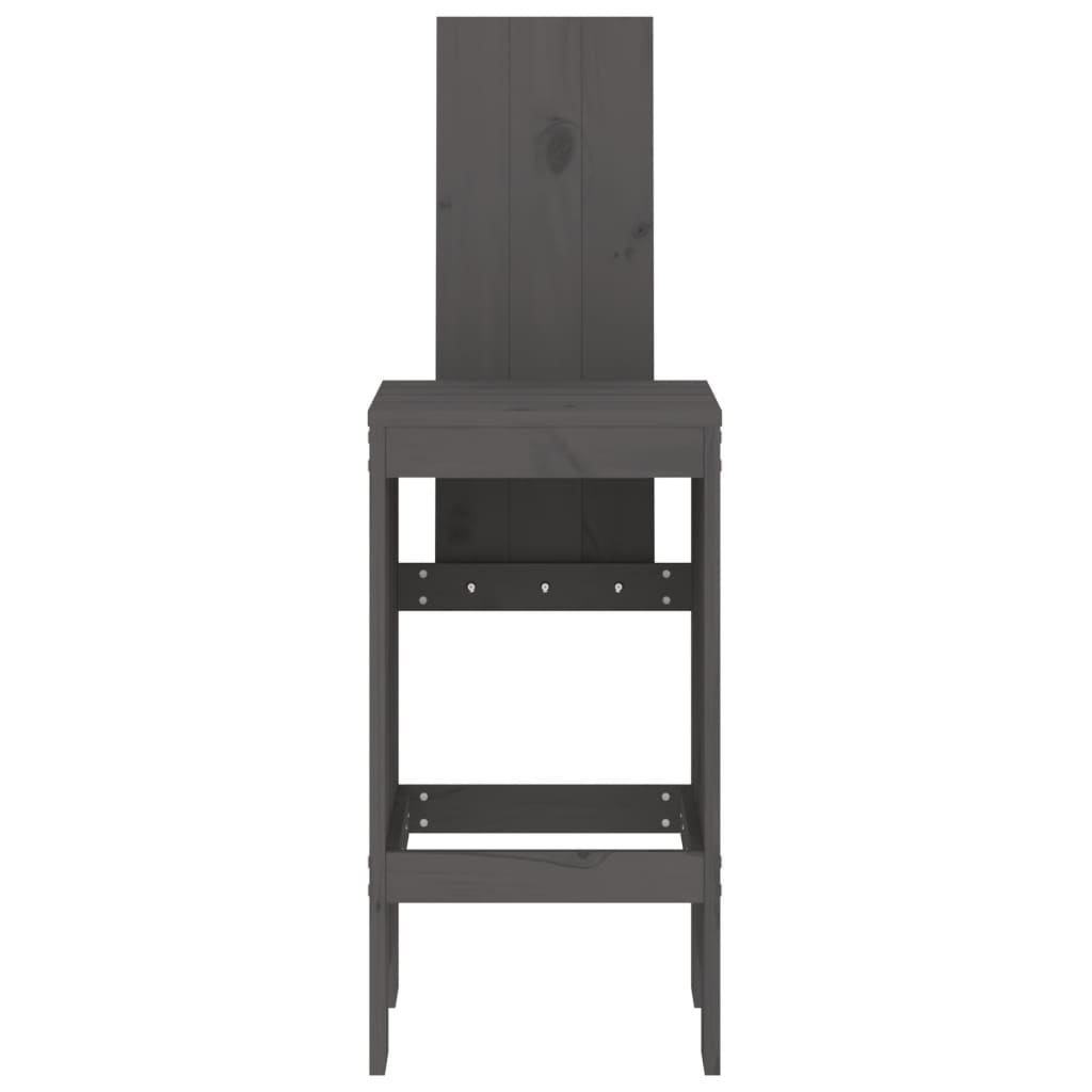 Cadeiras de bar 2 pcs 40x42x120 cm pinho maciço cinzento