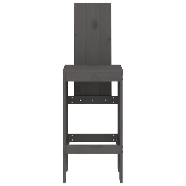 Cadeiras de bar 2 pcs 40x42x120 cm pinho maciço cinzento