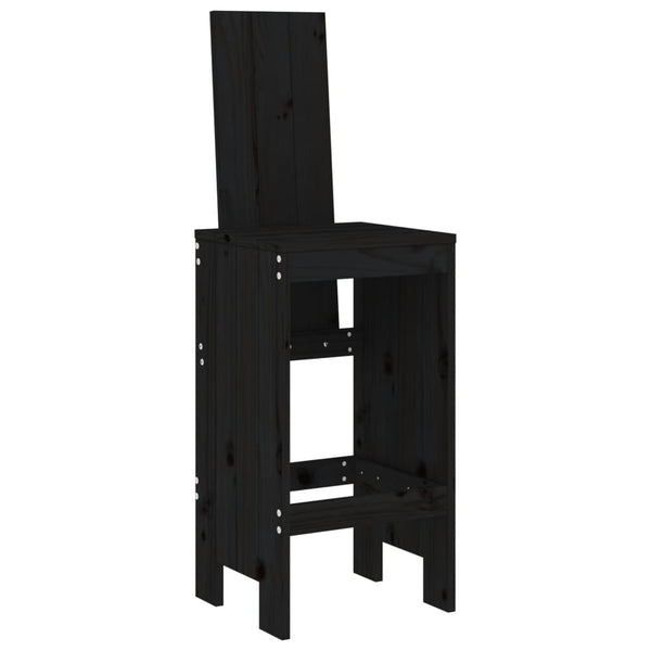 Bar chairs 2 pcs 40x42x120 cm solid pine black