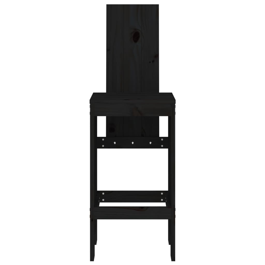 Cadeiras de bar 2 pcs 40x42x120 cm pinho maciço preto