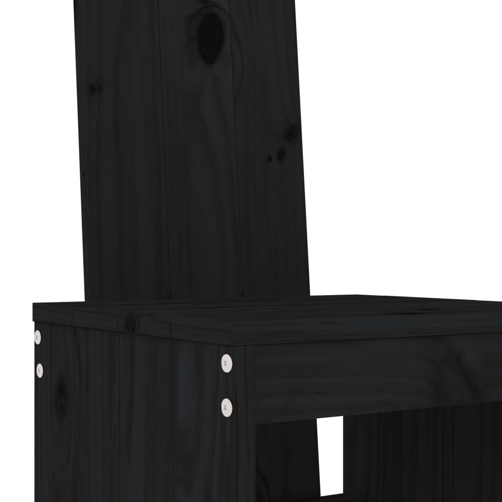 Bar chairs 2 pcs 40x42x120 cm solid pine black