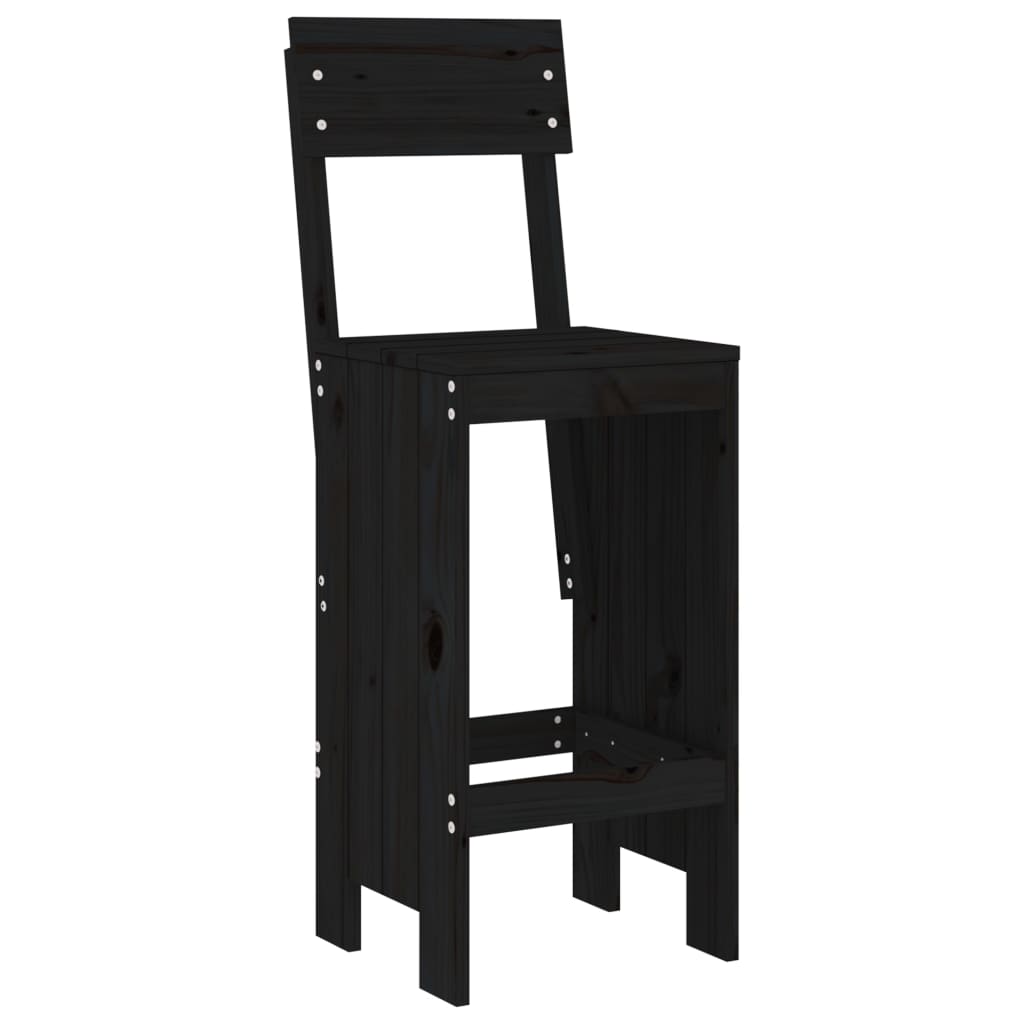 Bar chairs 2 pcs 40x48.5x115.5 cm solid pine black
