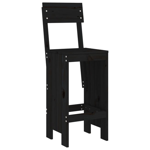 Cadeiras de bar 2 pcs 40x48,5x115,5 cm pinho maciço preto