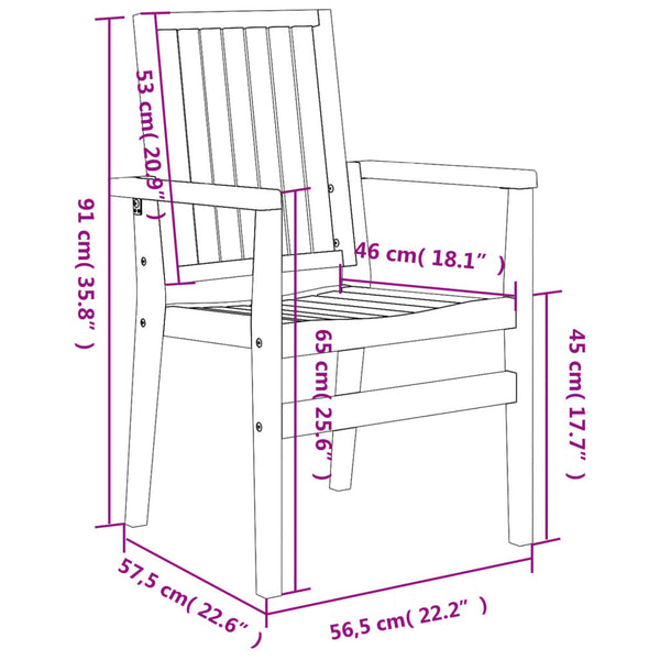Cadeiras de jardim empilháveis 2 pcs 56,5x57,5x91cm teca maciça