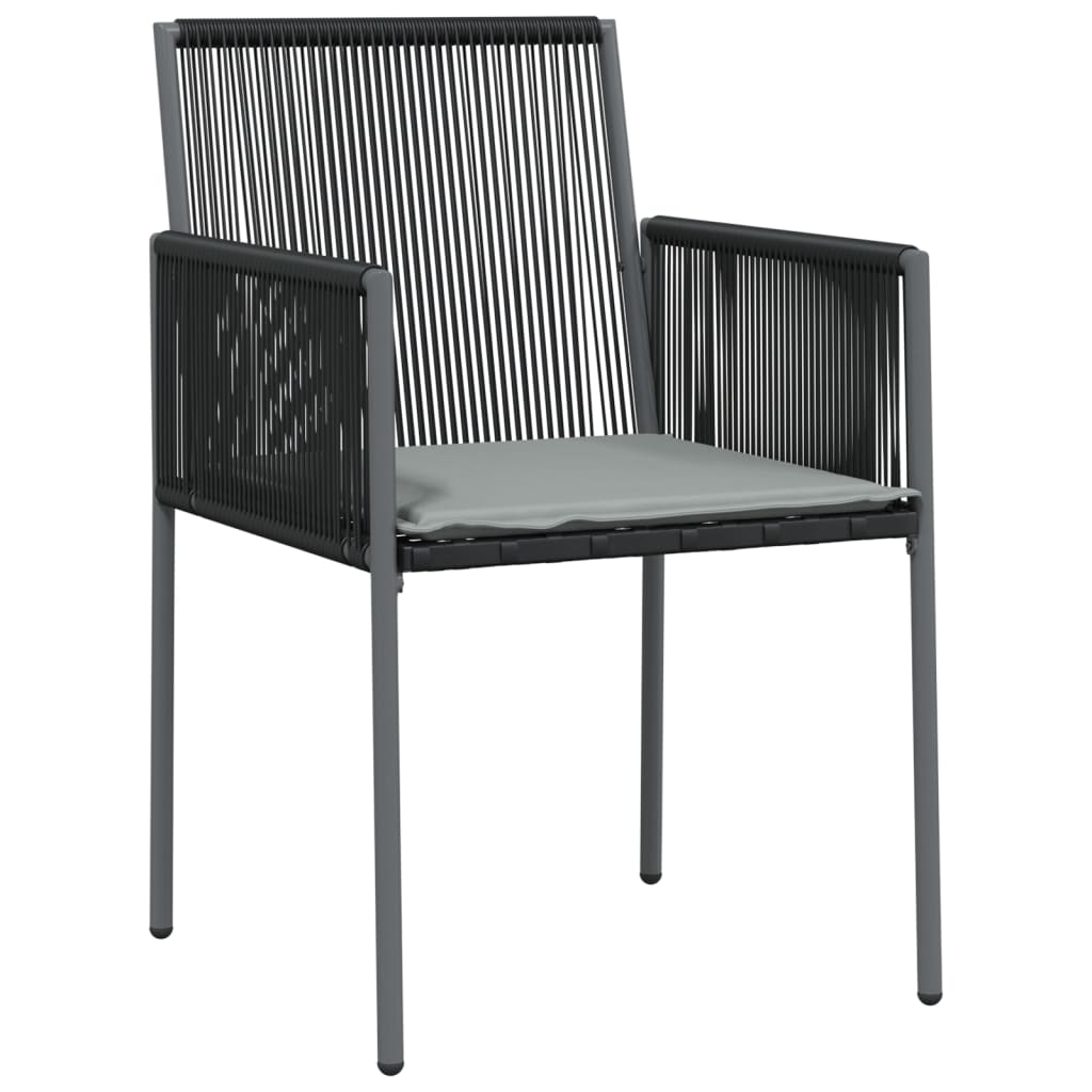 Cadeiras jardim c/ almofadões 4pcs 54x60,5x83,5cm vime PE preto