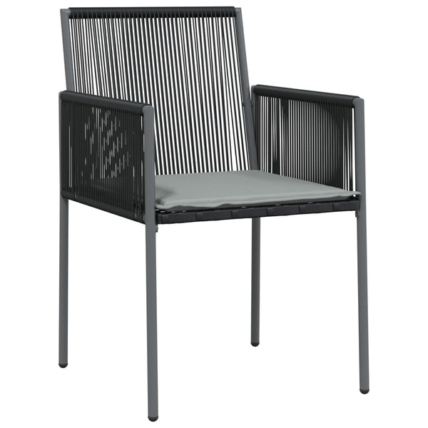 Cadeiras jardim c/ almofadões 6pcs 54x60,5x83,5cm vime PE preto