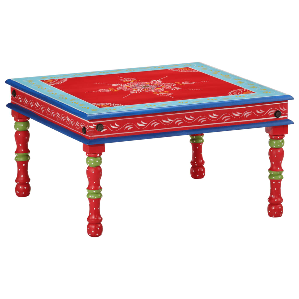 Mesa de centro pintada à mão mangueira maciça vermelho