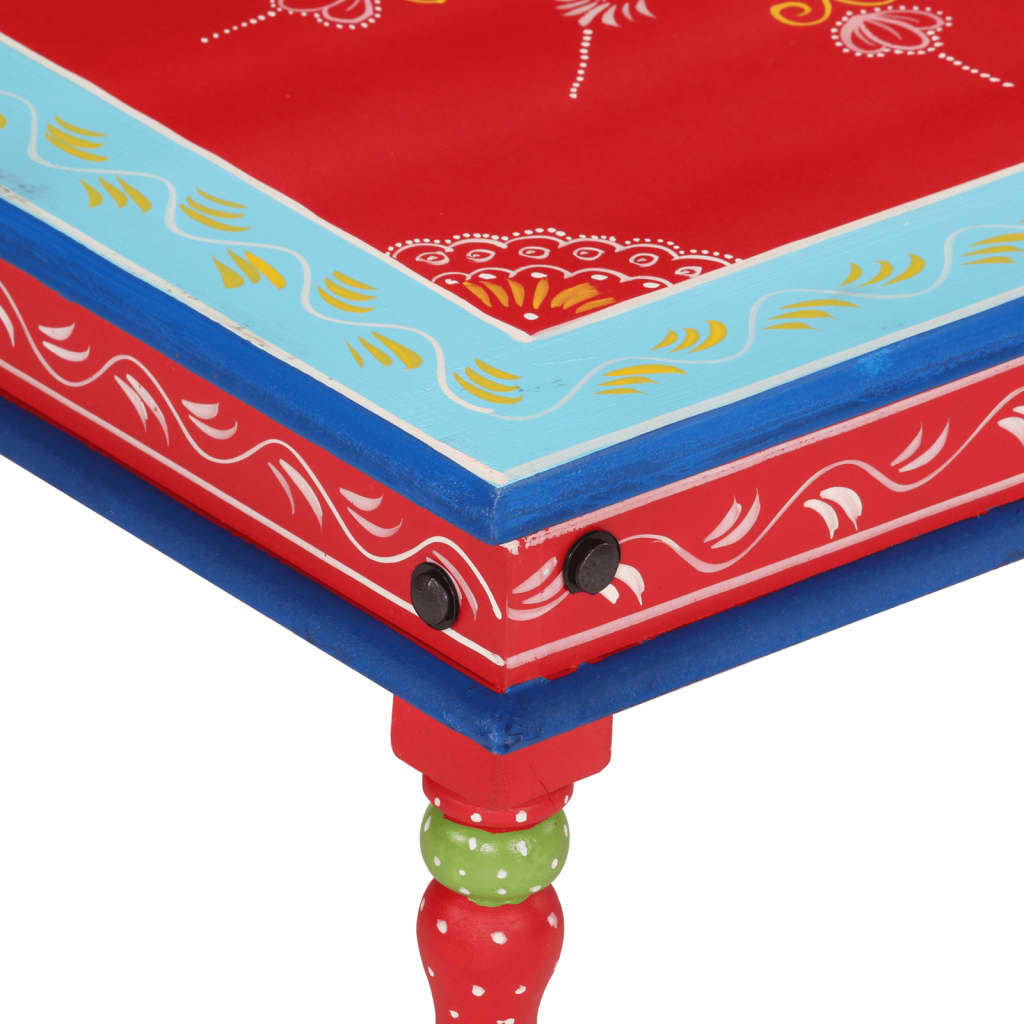 Mesa de centro pintada à mão mangueira maciça vermelho