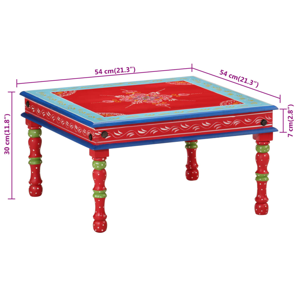 Mesa de centro pintada à mão mangueira maciça vermelho