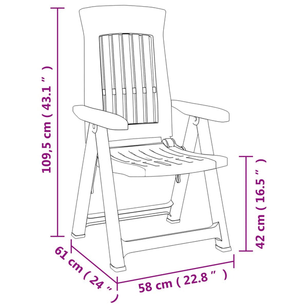 Cadeiras de jardim reclináveis 2 pcs PP antracite