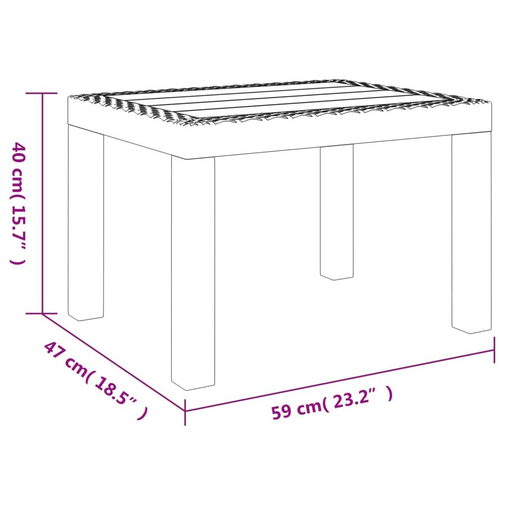 Mesa de jardim 59x47x40 cm PP branco