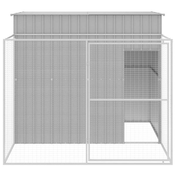 Casota cães c/ parque 214x253x181 cm aço galvaniz. cinza-claro