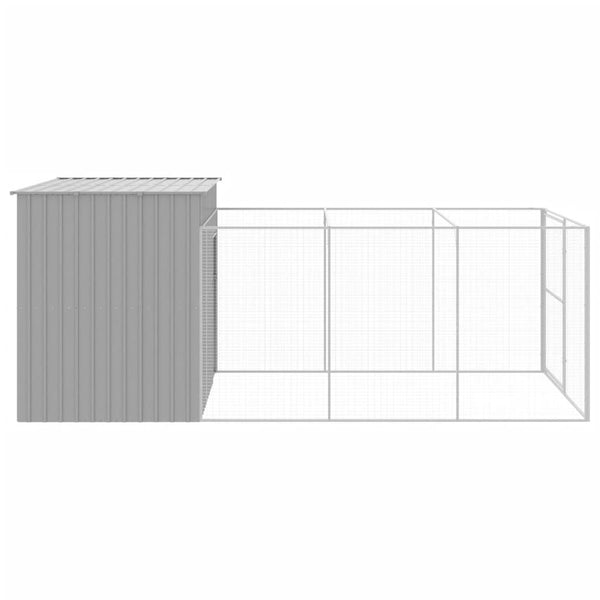 Casota cães c/ parque 214x457x181 cm aço galvaniz. cinza-claro